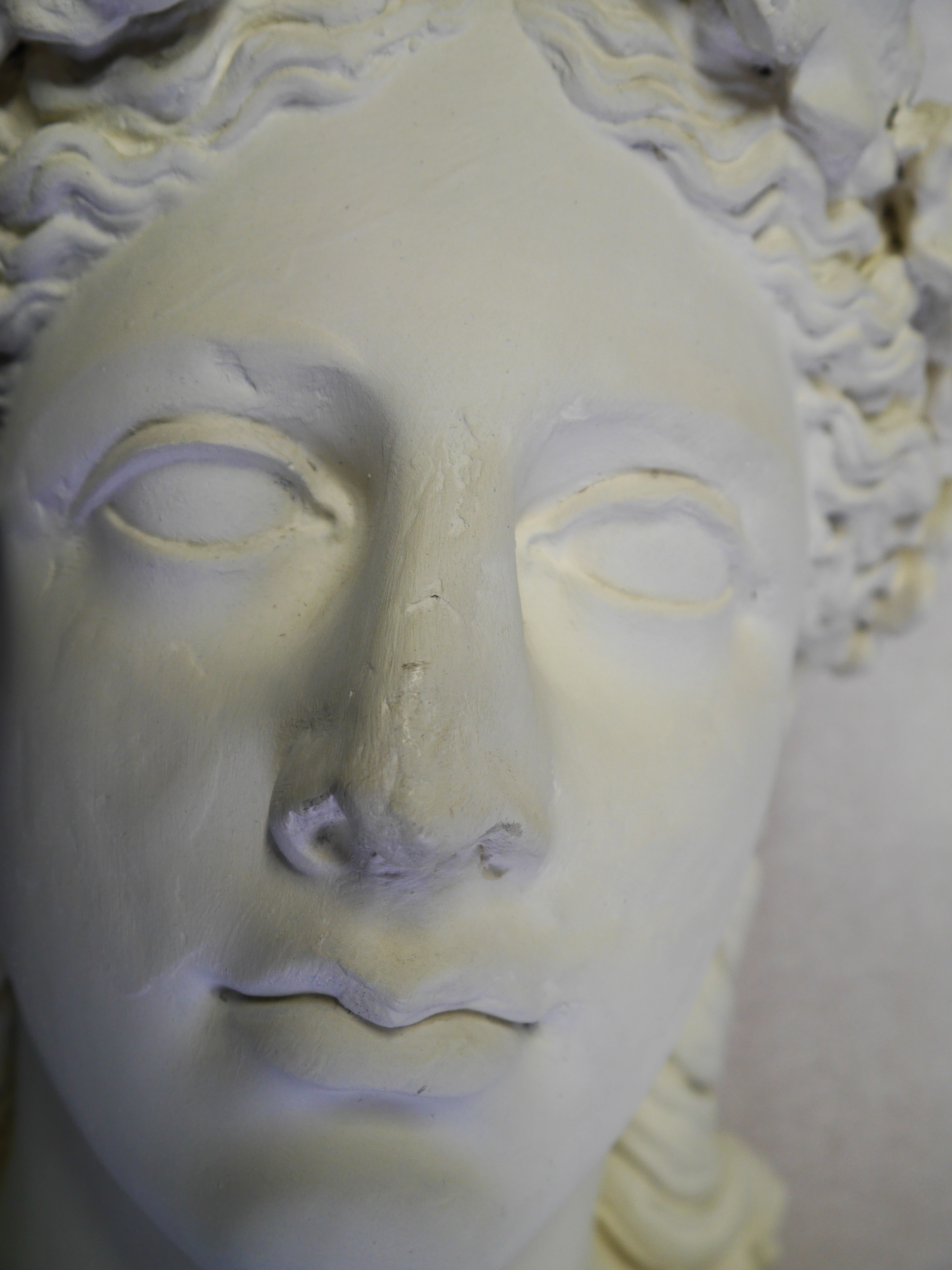 Vue rapprochée des reprises anciennes du nez